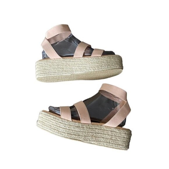 Lulu's Rayney Light Nude Espadrille Flatform Sandals 6.5 - Picture 1 of 8